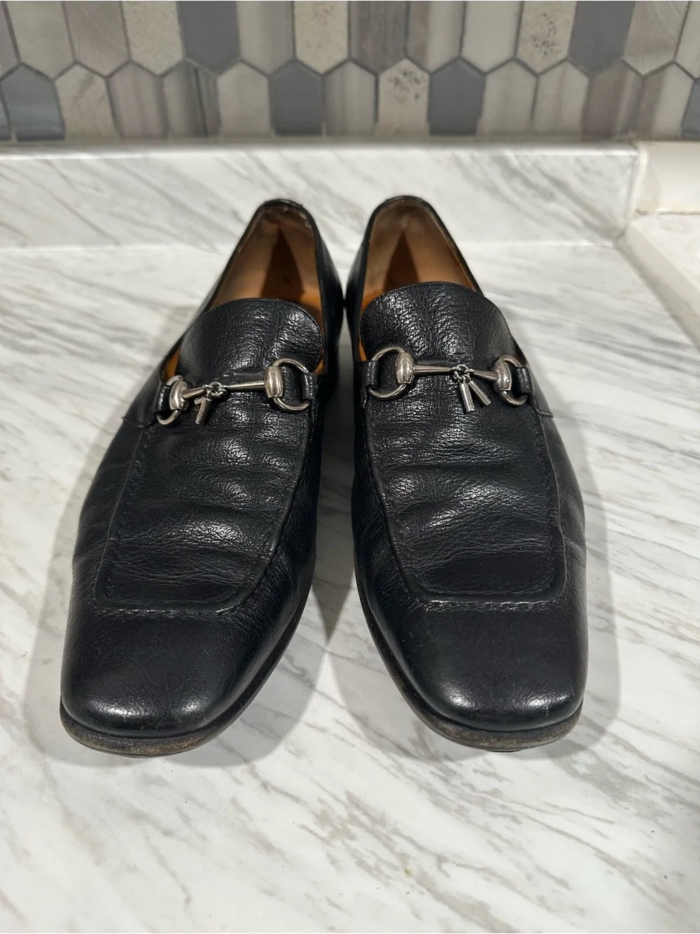 GUCCI Black Leather Men’s Bit Loafers